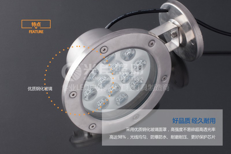 光臣照明12WLED水底燈材質
